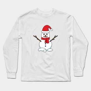 Snowman with Red Bonnet and Scarf Long Sleeve T-Shirt